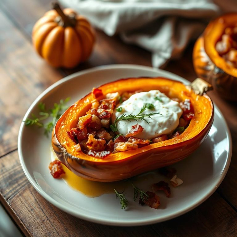 Butternut Farcie au Lard et au Chèvre – Recette Gourmande