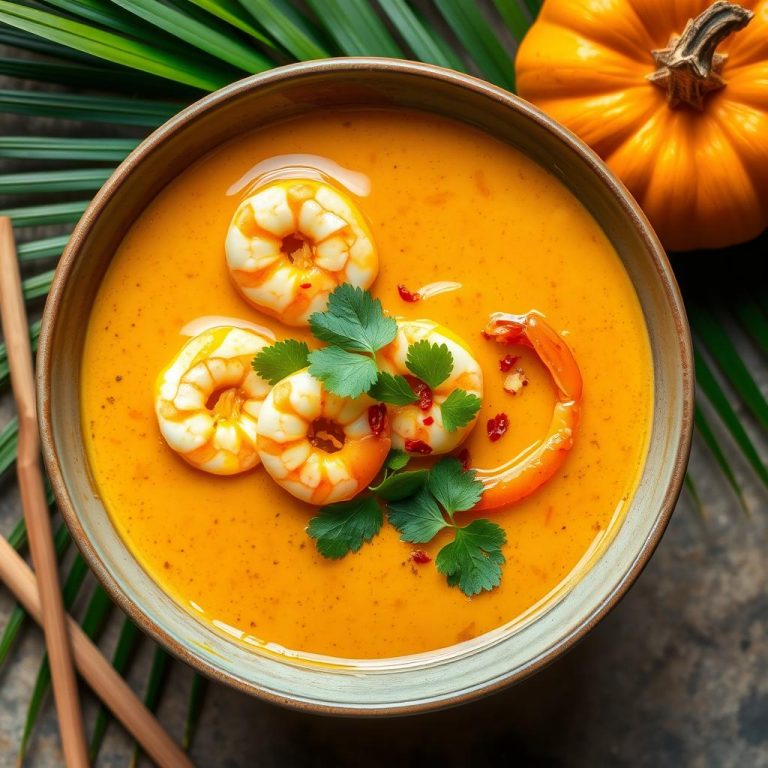 Velouté Asiatique Potiron-Curry-Coco : La Recette Exotique Aux Crevettes Qui Envoûte