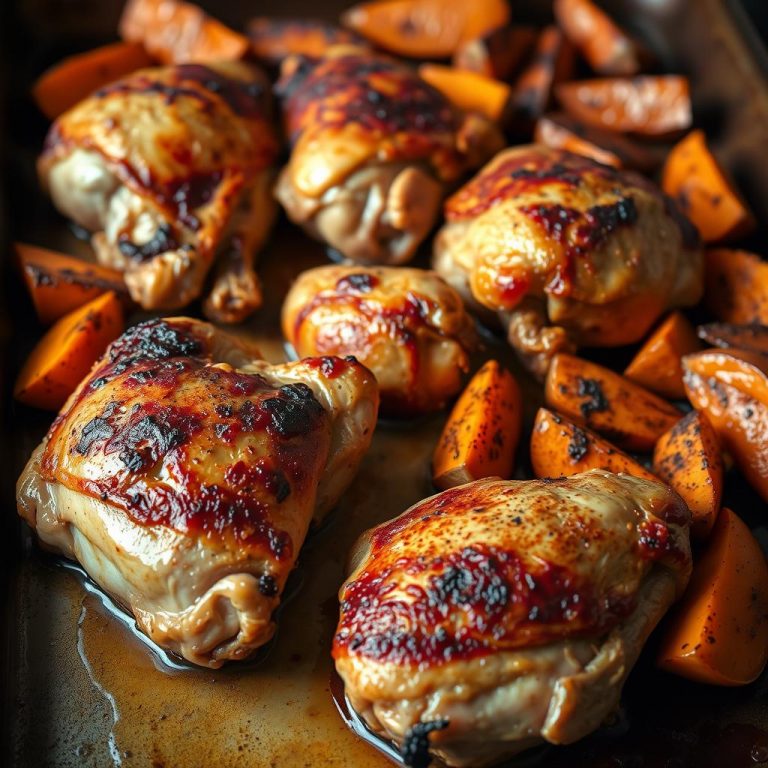 Un Repas Gourmand et Facile : Cuisses de Poulet Rôties et Patates Douces au Four !