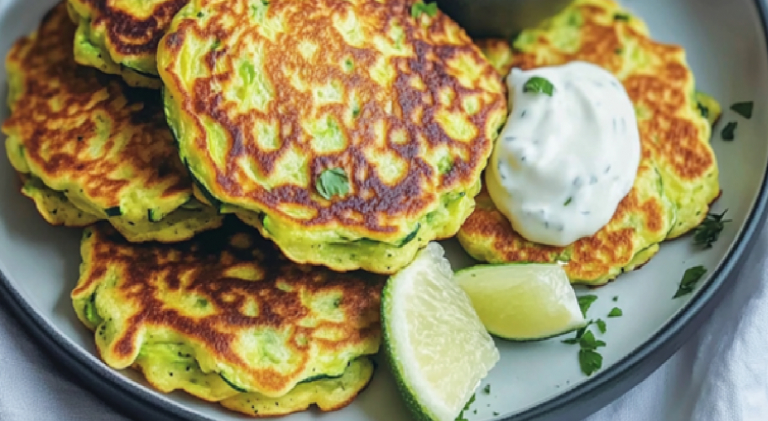 Pancakes de courgettes et sauce yaourt – Recette Facile