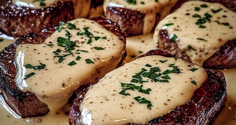 Steak Juteux avec Sauce Crémeuse à l’Ail