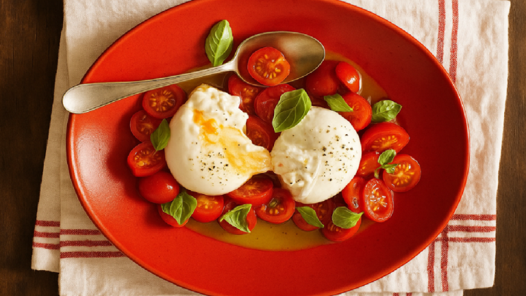 Recette Burrata à la tomate cerise confite